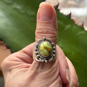 Sterling Silver Green Turquoise Statement Ring